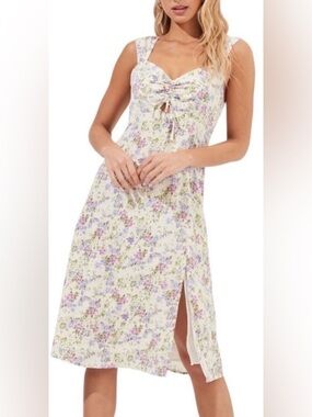 ASTR The Label Floral Mini Dress Lace-Up Front Open Back Cottagecore S